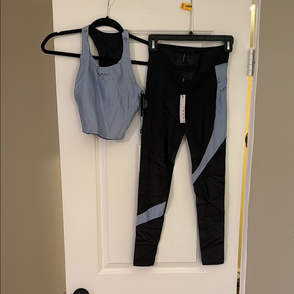 Koral Black and Light Blue Leggings Set